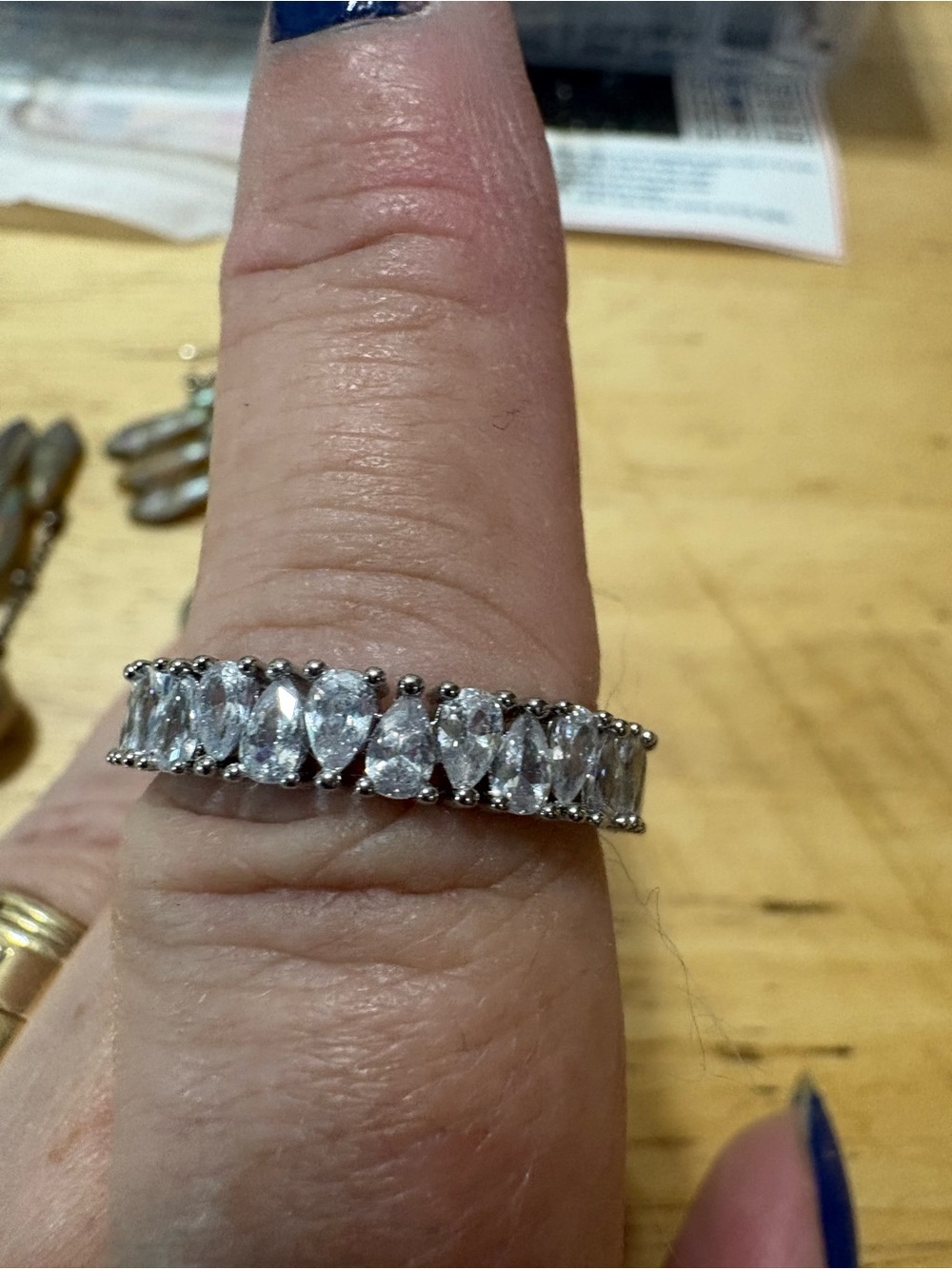 Silver-Tone White Cubic Zirconia Eternity Band - Size 10